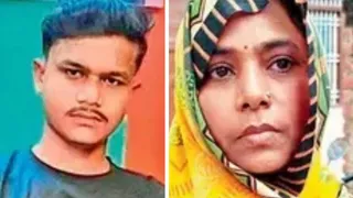 मोहित का फाइल फोटो और दूसरे चित्र मृतक की मां।