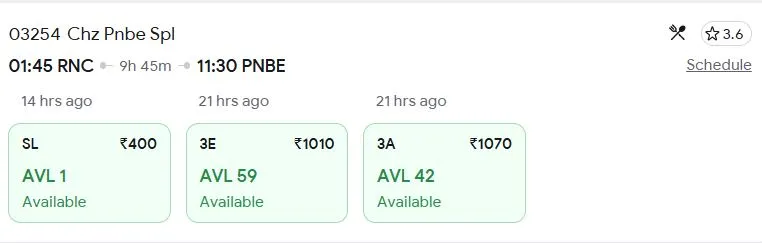 ranchi to patna 23 october