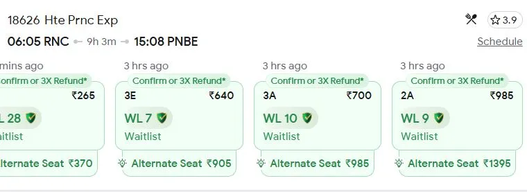 ranchi to patna 23 october