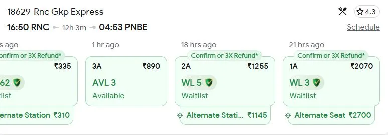 ranchi to patna 23 october