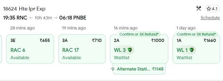 ranchi to patna 23 october