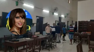 जीआईसी में शूटिंग की तैयारी करती यूनिट।