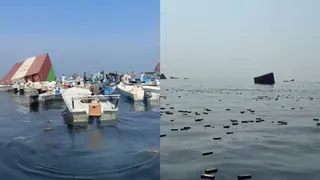 ईरानी मछुआरे डूबे जहाज से आईफोन और परफ्यूम लूटने दौड़े