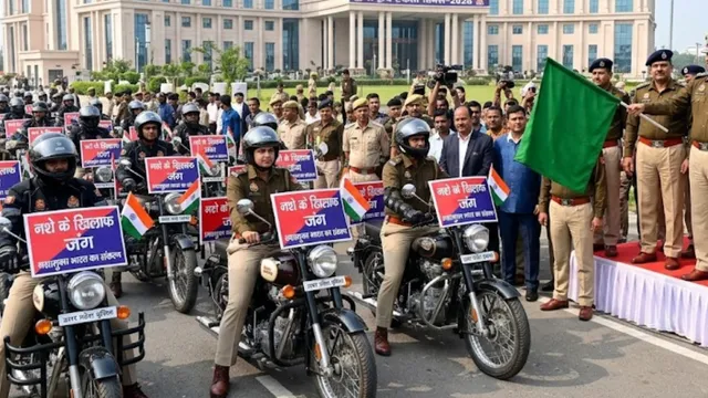 नशे के खिलाफ जंग, यूपी पुलिस की बाइक रैली लखनऊ से केवड़िया रवाना; 3000 KM की यात्रा से युवाओं को करेगी जागरूक
