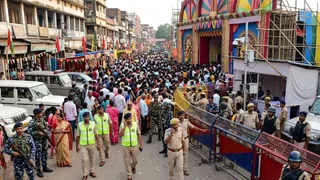 दुर्गा पूजा पर पूरे बिहार में अभेद्य सुरक्षा (एआई जेनरेटेड तस्वीर)