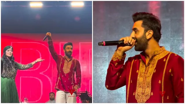 नवरात्र की सप्तमी को दुर्गा मां के दर्शन करने पहुंचे Ranbir Kapoor, स्टेज पर हर्षदीप के साथ गाया 'कबीरा' गाना