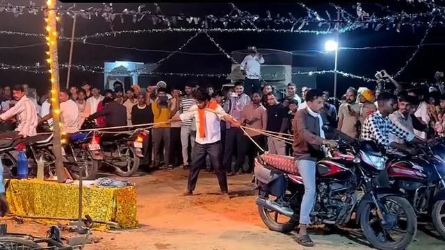 he began pulling 6 motorcycles with a rope tied around his neck he narrowly escaped with his life