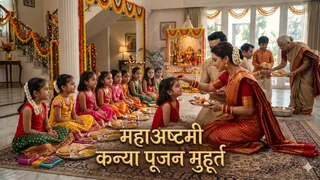 शारदीय नवरात्र महाअष्टमी पर कन्या पूजन शुभ मुहूर्त (Picture Credit: AI Ganerated)