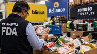 रिलायंस के गोदाम में एफडीए का छापा। (एआई द्वारा निर्मित फोटो।)