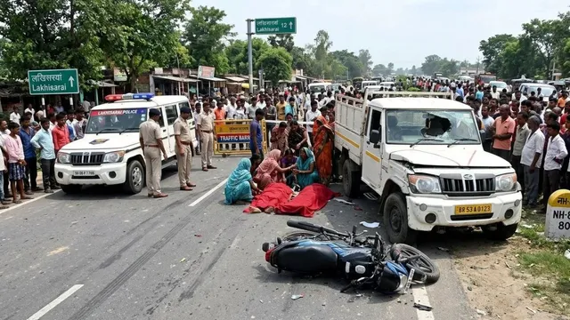 लखीसराय में भीषण सड़क हादसा, एनएच-80 पर पिकअप की टक्कर से बाइक सवार दो युवकों की दर्दनाक मौत, मचा कोहराम
