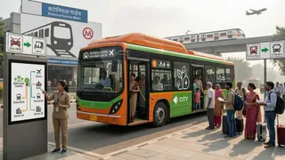 नोएडा में ई बस के लिए बनेगी स्पेशल लेन। फोटो: एआई जनरेटेड