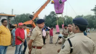रावण वध की तैयारी का जायजा लेते अधिकारी। जागरण
