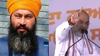 मृतक परविंदर सिंह झोटा व गृह मंत्री अमित शाह।