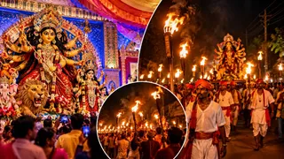 झारखंड में विजयदशमी पर चक्रधरपुर पोड़ाहाट का मशाल जुलूस (Image Source: AI Generated)