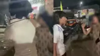 गरबा पंडाल से खींचकर नाबालिग लड़की के साथ मारपीट। (सोशल मीडिया)