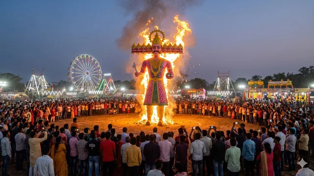 रावण दहन के साथ रामलीला का भव्य समापन, जय श्रीराम के नारों से गूंजा जेवर का मेला मैदान
