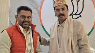 भाजपा प्रदेश अध्यक्ष संजय सरावगी के साथ राज राजेंद्र सिंह। सौ-एक्स