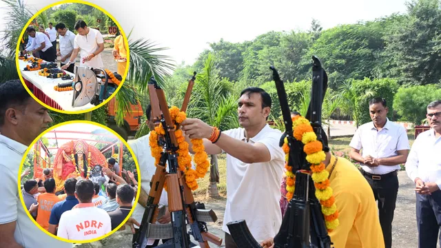 गाजियाबाद NDRF कैंप में विजयादशमी की धूम, जवानों ने की शस्त्र पूजा; ढोल-नगाड़ों के साथ निकाली भव्य झांकी

