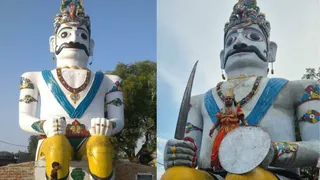 नर्वल के मंधना में स्थापित रावण की प्रतिमा