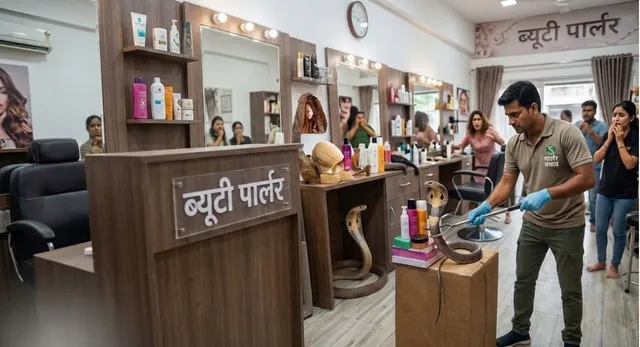 गोरखपुर में 3 दिनों से ब्यूटी पार्लर में छिपा था कोबरा का जोड़ा, सर्पमित्र ने किया सफल रेस्क्यू
