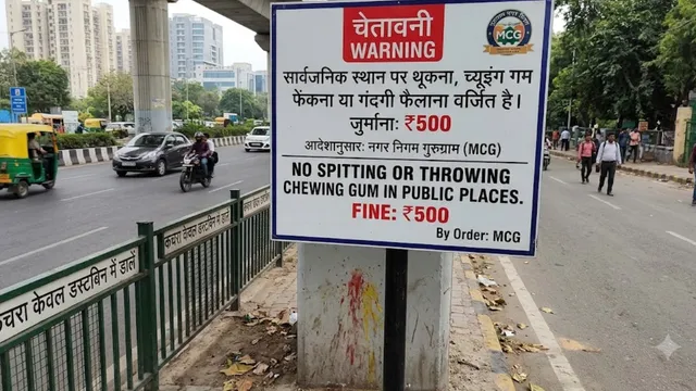 गुरुग्राम में सार्वजनिक स्थानों पर थूकने या च्यूइंग गम फेंकने पर लगेगा ₹500 का जुर्माना