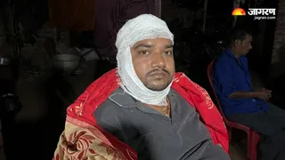 शराब दुकानदार के हमले से घायल बबलू कुमार राम। (फोटो जागरण)