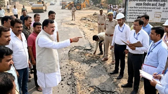 रेवाड़ी में डेढ़ करोड़ की सड़क की गुणवत्ता खराब, विधायक ने अधिकारियों  को लिया आड़े हाथों

