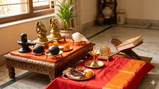 वास्तु शास्त्र पूजा की सामग्री को सीधे जमीन पर नहीं रखना चाहिए। (Picture Credits- AI Images)