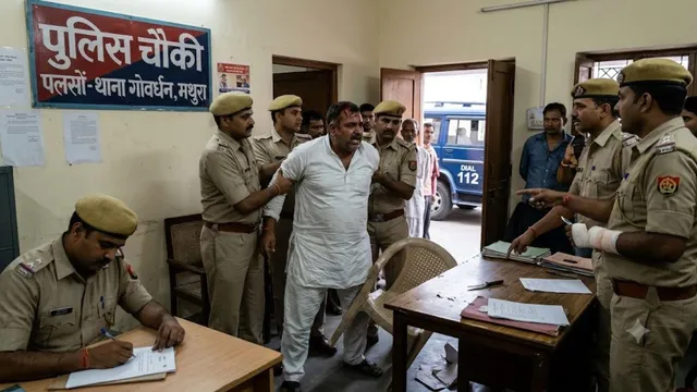 मथुरा में पुलिस चौकी के अंदर घुसकर दरोगा पर हमला, प्रधान पति ने धारदार हथियार से किया प्रहार