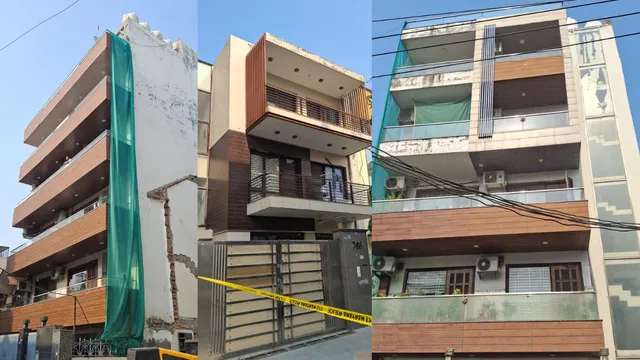 गुरुग्राम के सेक्टर-31 में झुकी इमारत, 4 मकानों को पुलिस का अल्टीमेटम; दहशत में लोग
