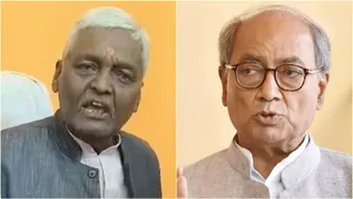 भाजपा विधायक पन्नालाल शाक्य व कांग्रेस नेता दिग्विजय सिंह।