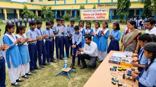 एआई जनरेटेड तस्वीर। रॉकेट प्रक्षेपण, पैराशूट और रोबोटिक्स तकनीक पर कार्यशाला