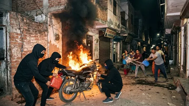 दिल्ली के आजादपुर में दो नकाबपोशों ने बाइक में लगाई आग, मकान और दुकानें आईं चपेट में; बड़ा हादसा टला
