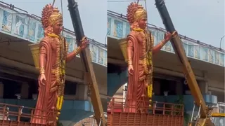 हैदराबाद में नामकरण विवाद के बीच बशीरबाग से हटाई गई भगवान राम की मूर्ति(फोटो: सोशल मीडिया)