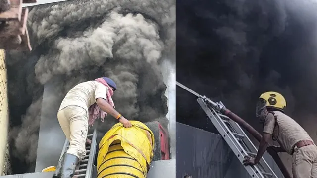 भागलपुर के कोतवाली चौक पर ब्रांडेड कपड़ों के शोरूम में भीषण आग; तीन घंटे तक ट्रैफिक रोककर दमकल ने पाया काबू