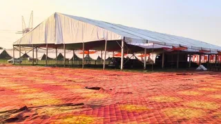 मुख्यमंत्री सामूहिक विवाह के लिए सजा सरकारी मंडप। जागरण
