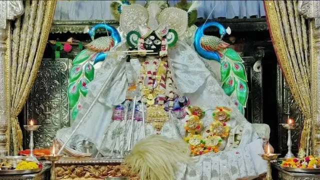 शरद पूर्णिमा पर श्वेत वस्त्र और मुरली में मनोहारी छवि, दो घंंटे ज्यादा दर्शन देंगे ठाकुर बांकेबिहारी