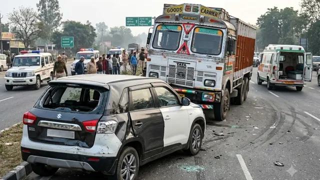 सोनीपत में तेज रफ्तार ट्रक ने ब्रेजा को पीछे से मारी टक्कर, महिला समेत तीन की मौत