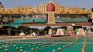 लाल परेड मैदान पर महाअनुष्ठान की तैयारियां पूरी हो गई हैं। (फोटो- जागरण)