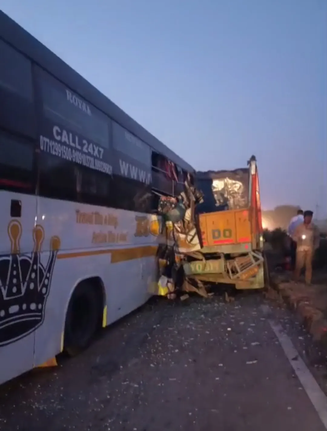 Bus rams into truck Bus rams into truck