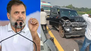 राहुल गांधी के काफिले की गाड़ियां आपस में टकराईं।