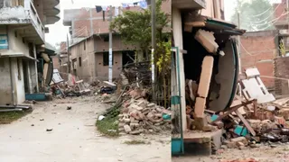 घटना के बाद गिरा घर। फोटो जागरण