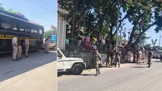 नाहन शहर में तैनात पुलिस बल। जागरण्