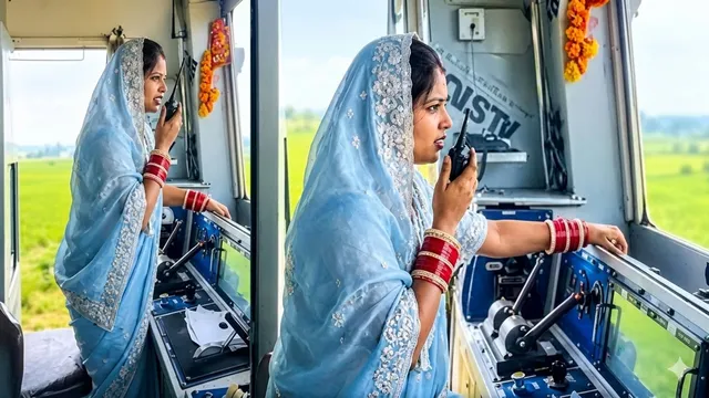 newlywed loco pilot returns to duty wearing a saree bangles and sindoor