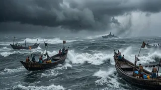 समुद्र में लापता हुए 20 से अधिक मछुआरे (एआई जेनरेटेड तस्वीर)