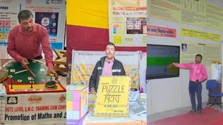 सांप-सीढ़ी की चाल से गणित की गुत्थी सुलझा रहे रोहतक अनिल कौशिक।