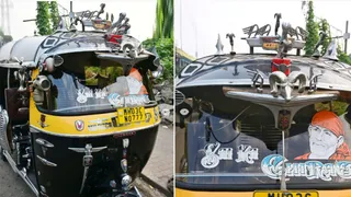 मुंबई के ऑटो ड्राइवर ने ब्रांडेड कारों के लोगो से सजाया अपना तिपहिया वाहन