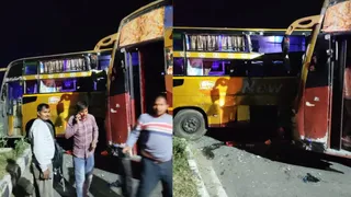 मथुरा में हुआ बस हादसा।