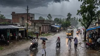 एआई जनरेटेड तस्वीर। पूर्वी यूपी में भारी बारिश और तापमान में गिरावट के साथ ठंड बढ़ेगी