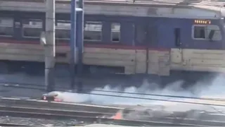 यूक्रेन के रेलवे स्टेशन पर रूस के ड्रोन का हमला। (फोटो-सोशल मीडिया)